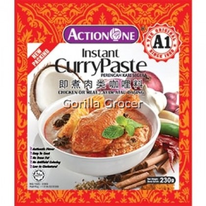 Instant Chicken or Meat Curry Paste (Perencah Kari Ayam atau Daging Segera) - Action One "A1" - 230g Instant Chicken or Meat Curry Paste (Perencah Kari Ayam atau Daging Segera) - Action One "A1" - 230g